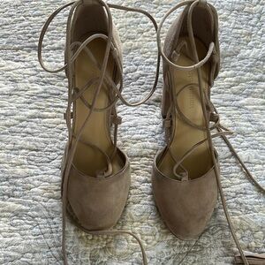 Women's Tan Lace-Up Heels